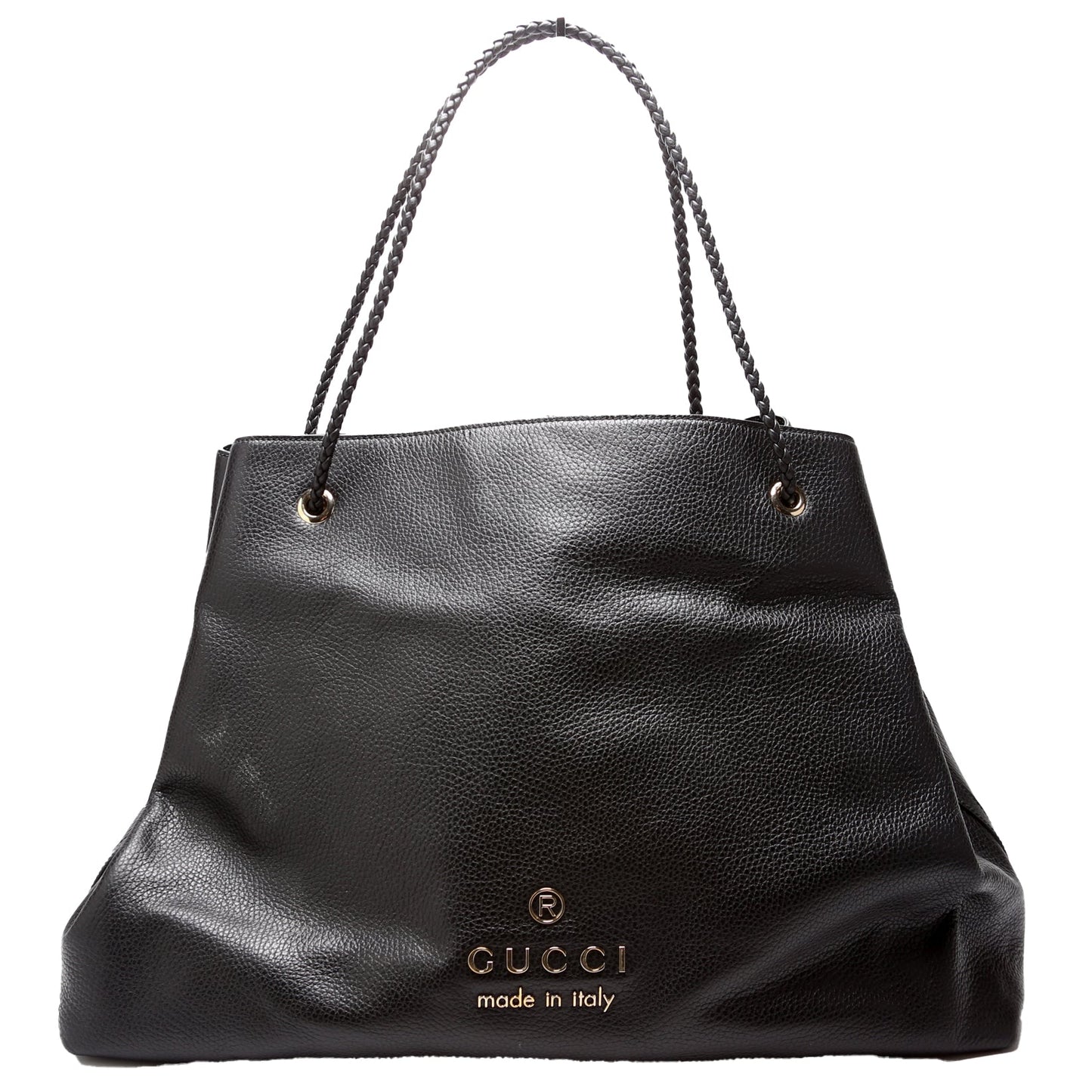 Gucci 419690 Gifford Braided Strap Tote Black Bag