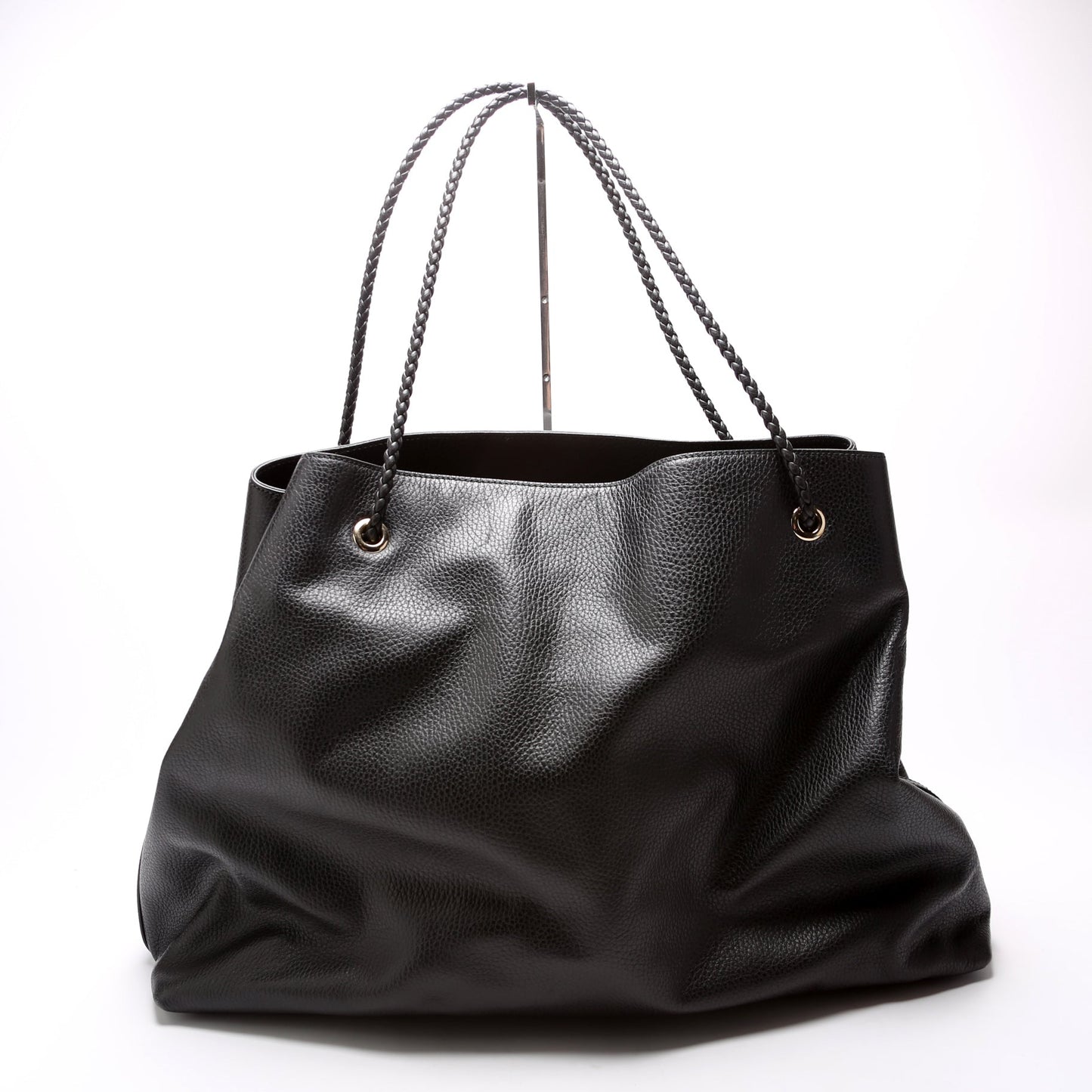 Gucci 419690 Gifford Braided Strap Tote Black Bag