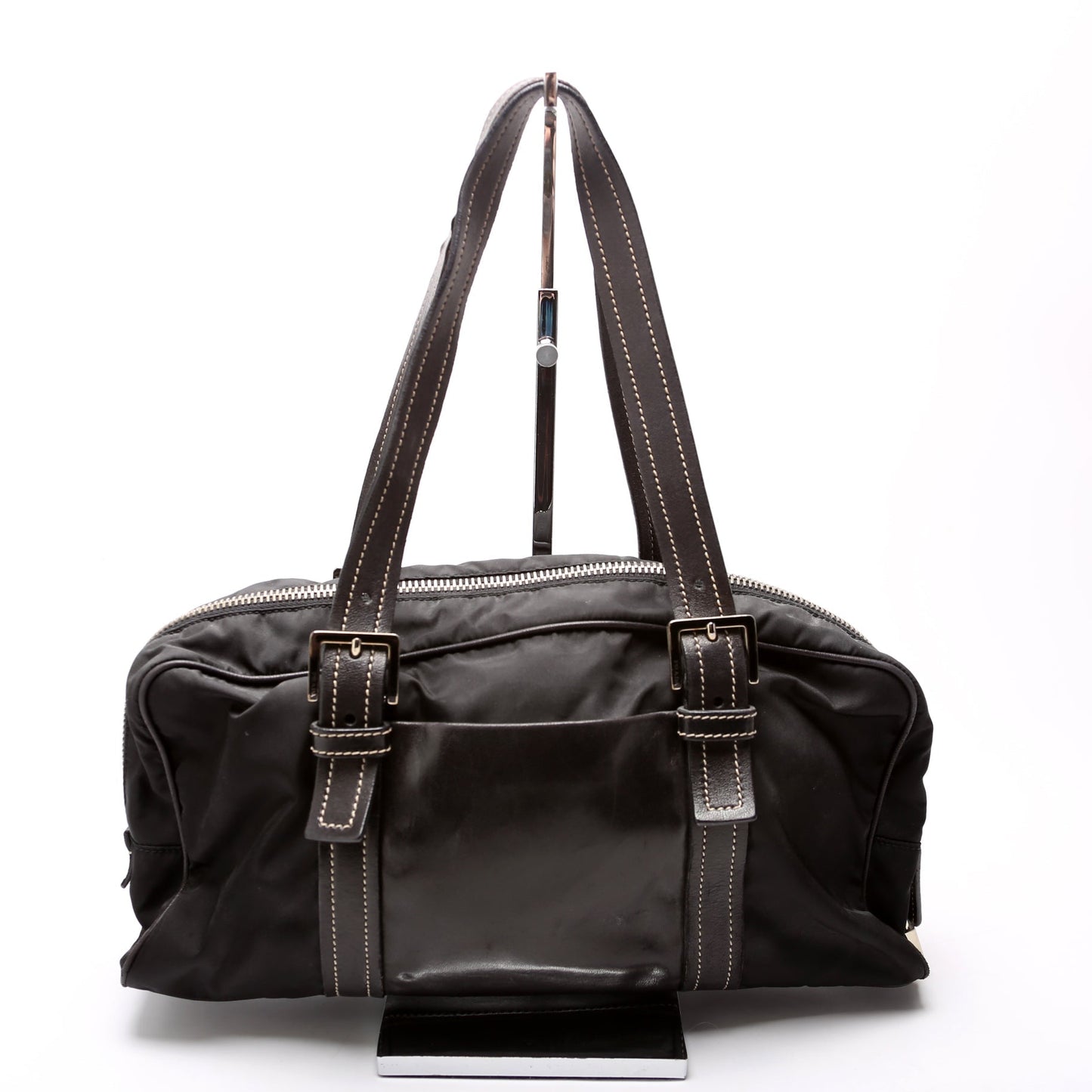 Prada Tessuto Nylon/Leather Shoulder Vintage Black Bag