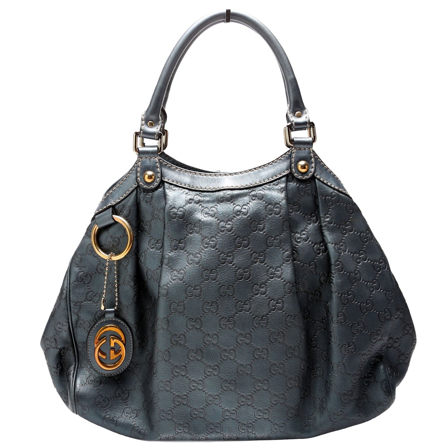 Gucci 211944 Sukey GG Leather Medium Blue Bag