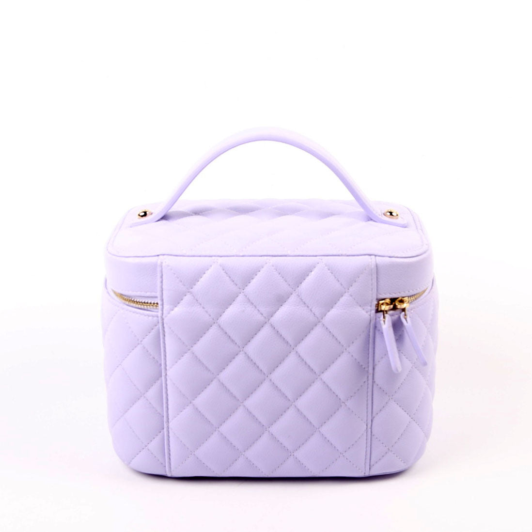 Chanel Vanity Pouch Large Quilted Caviar RFID Purple Bag