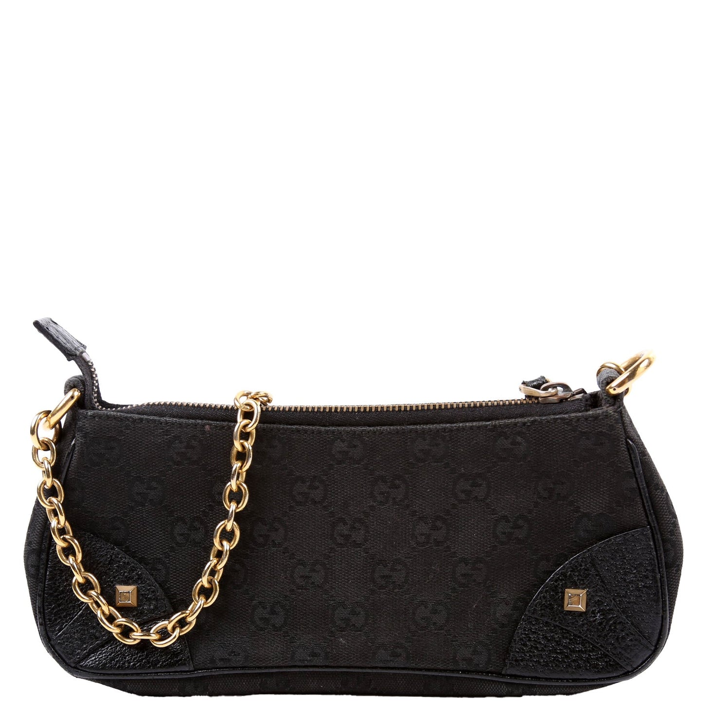 Gucci 120940 GG Canvas Horsebit Nail Pochette Black Bag