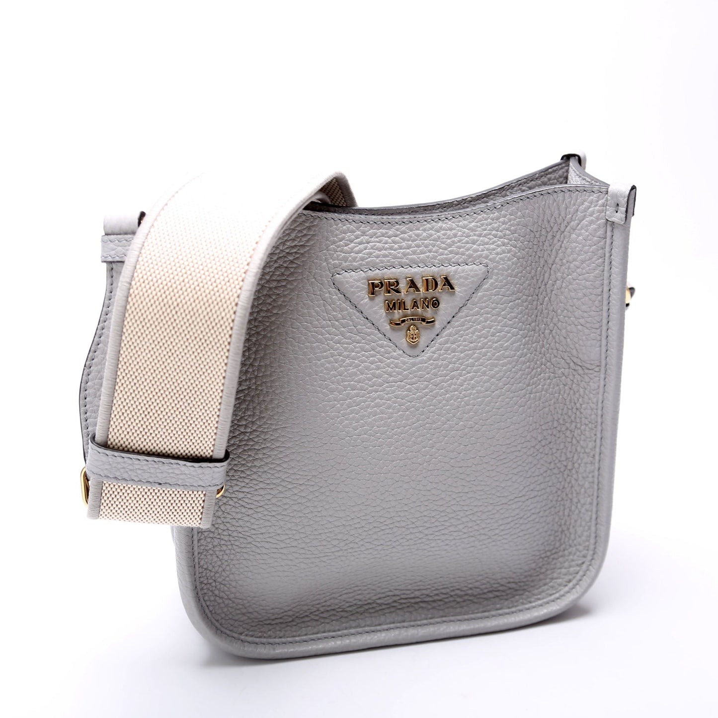 Prada 1BH191 Leather Mini Shoulder Grey Bag