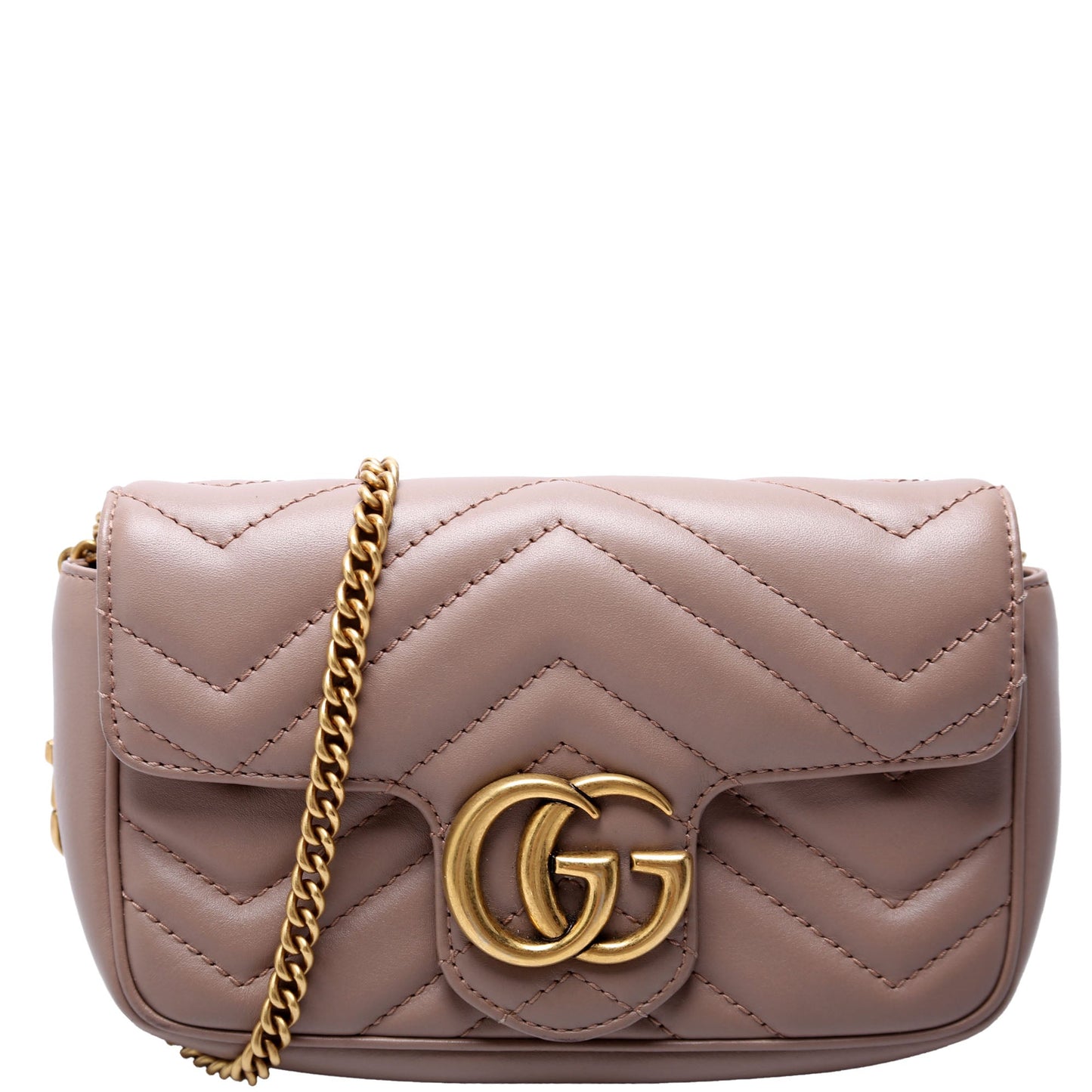 Gucci 476433 Marmont Leather Super Mini Flap Tan Bag