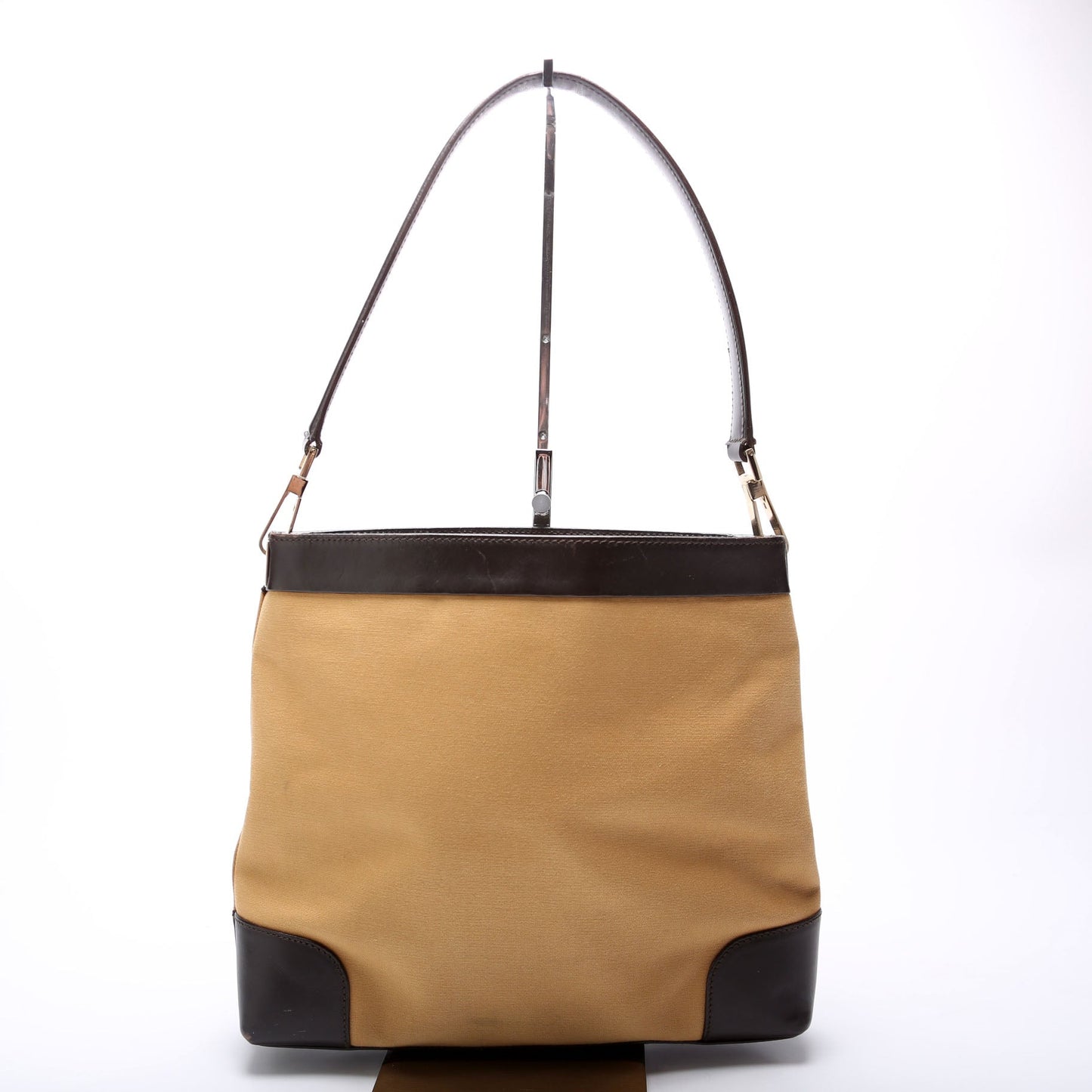 Gucci 0014231 Sherry Line Web/Leather Shoulder Vintage Bag