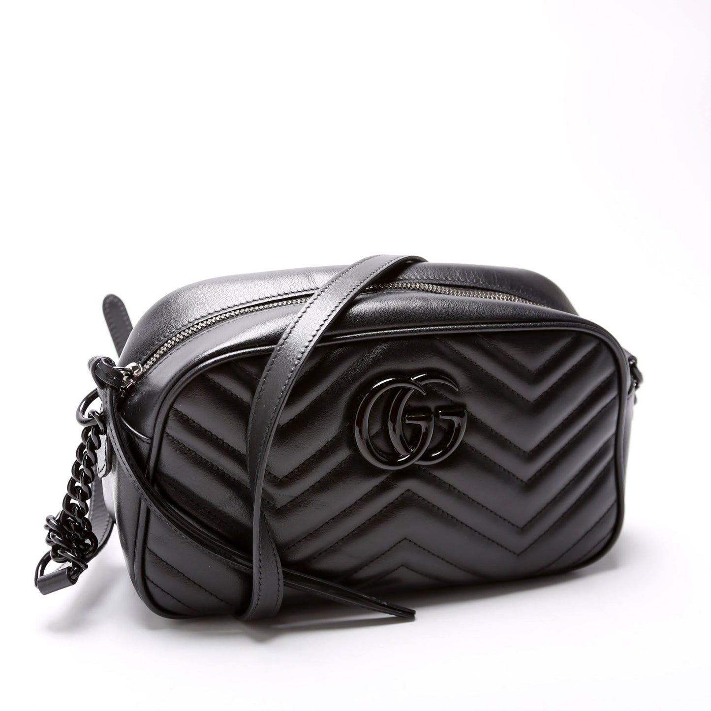 Gucci 447632 Marmont Small Leather Camera Black Bag
