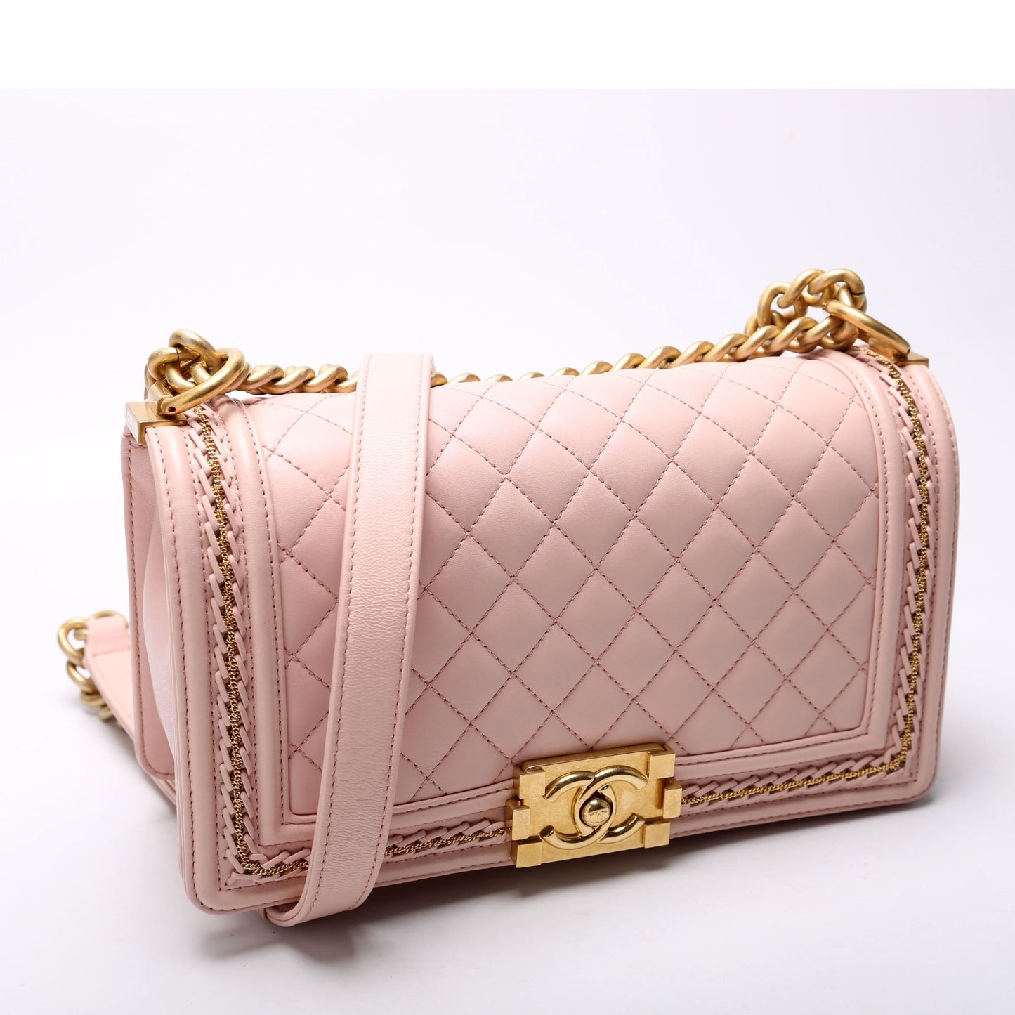 Chanel Boy Flap Medium Chain Detail 24M Pink Bag