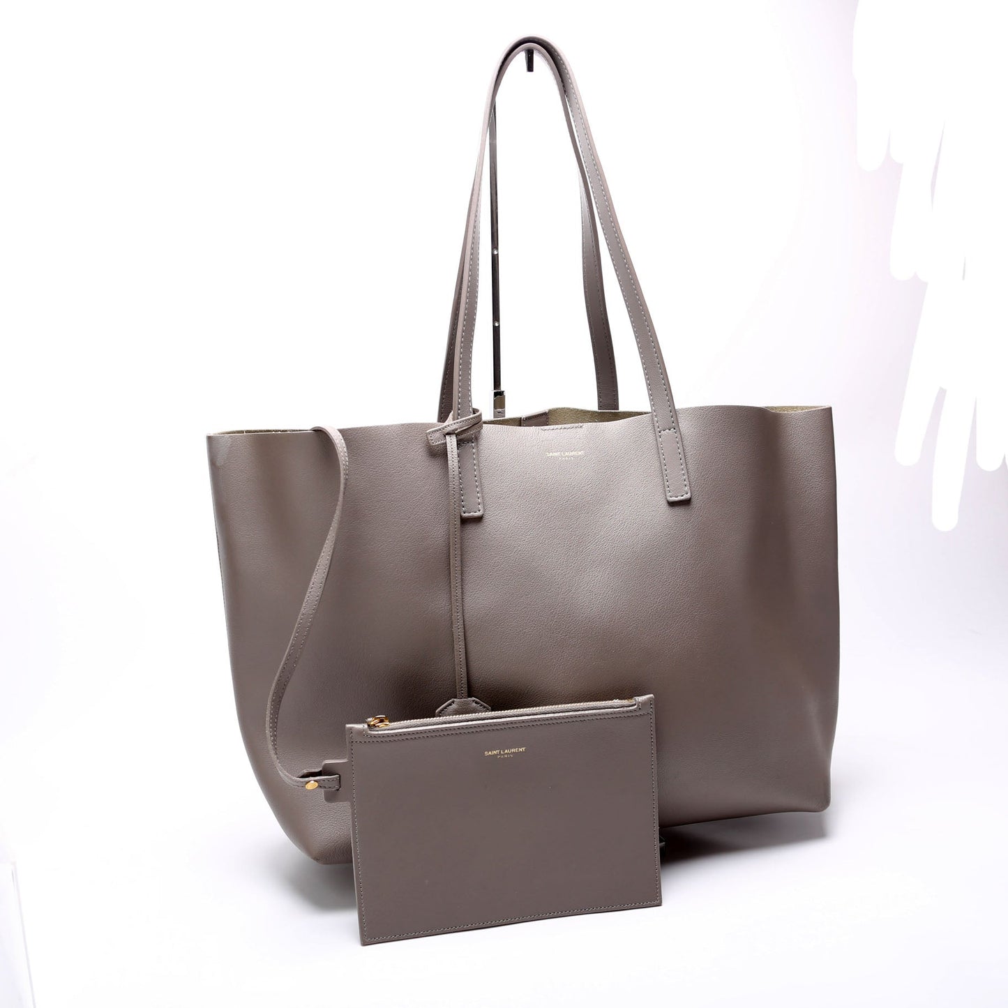 Saint Laurent Shopping East/West Supple Leather 600281 Grey Bag