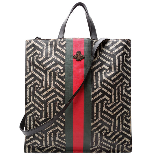 Gucci 450950 Soft GG Supreme Caleido Web Vertical Tote Black/Beige Bag