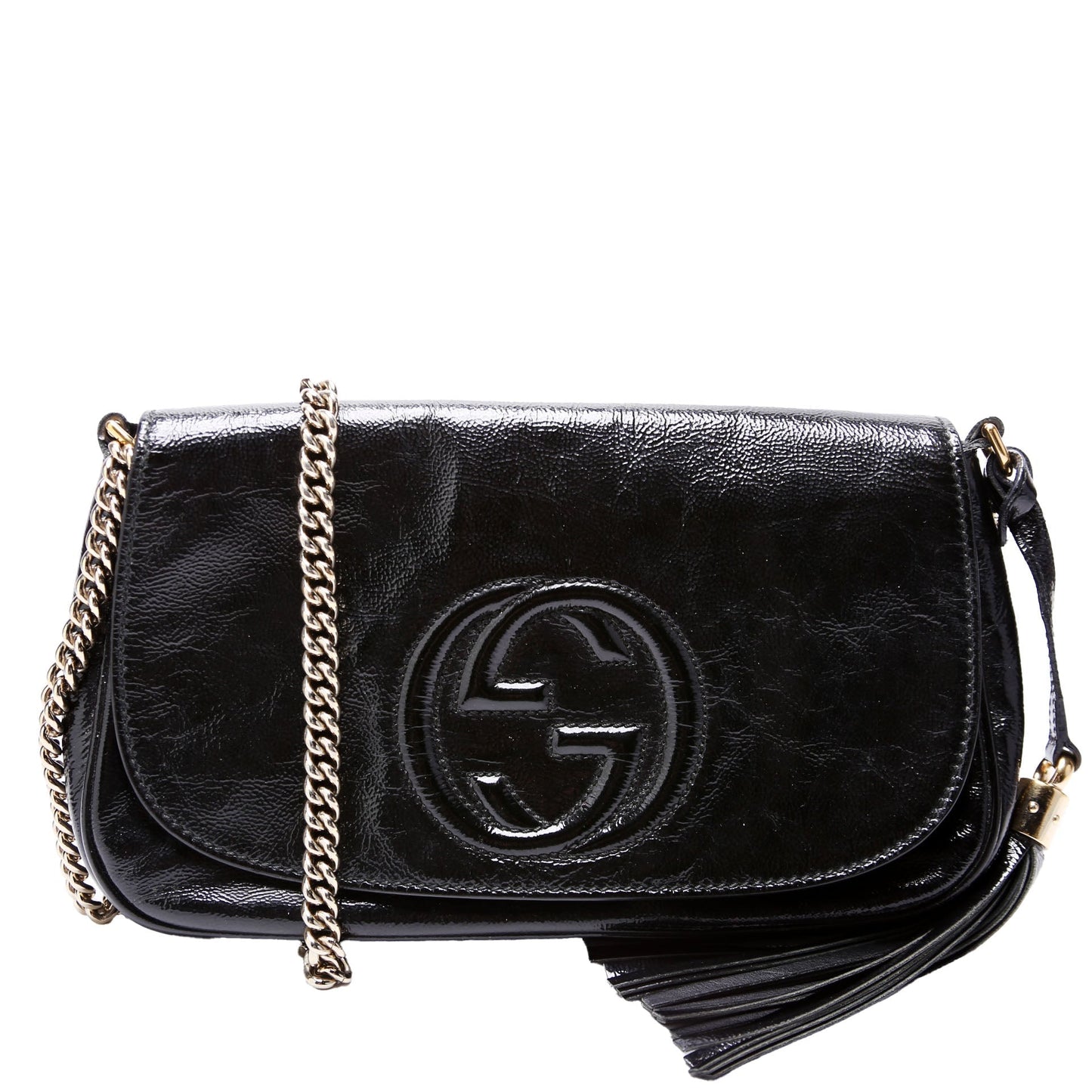 Gucci 336752 Soho Chain Crossbody Medium Patent Black Bag