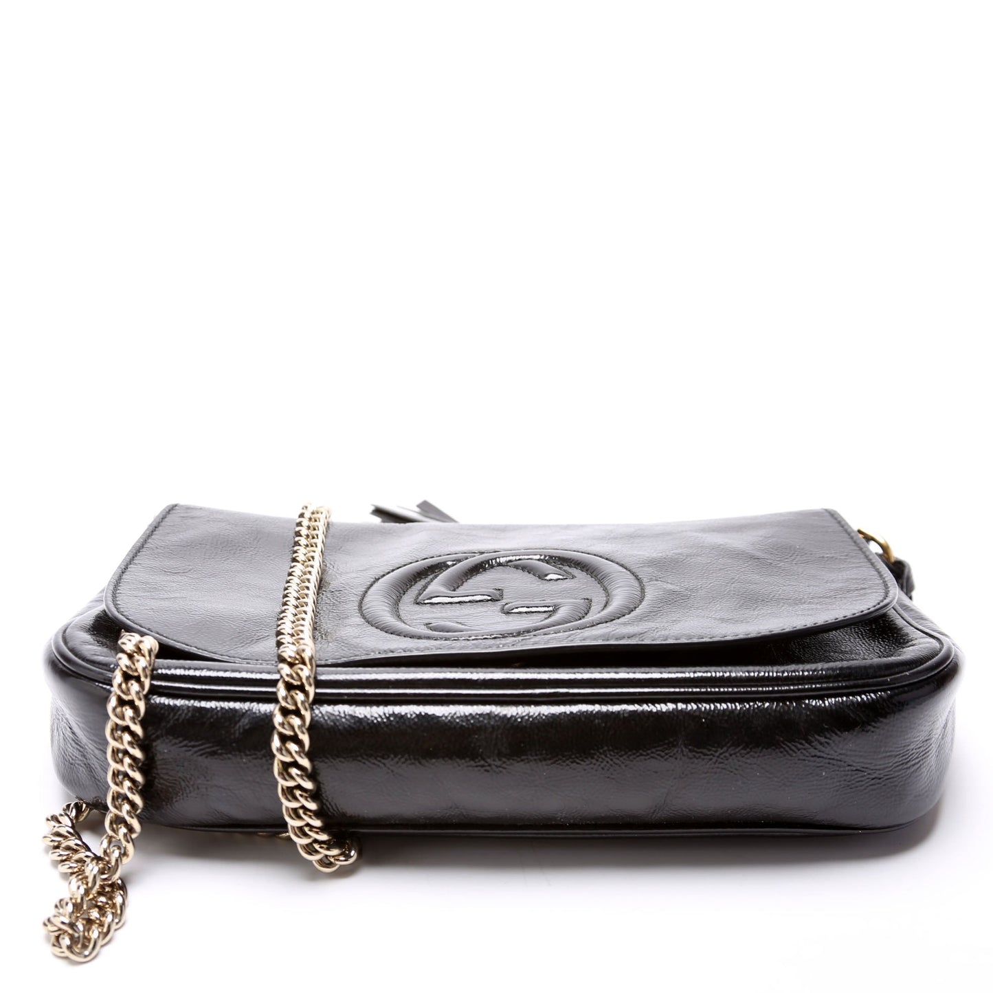 Gucci 336752 Soho Chain Crossbody Medium Patent Black Bag