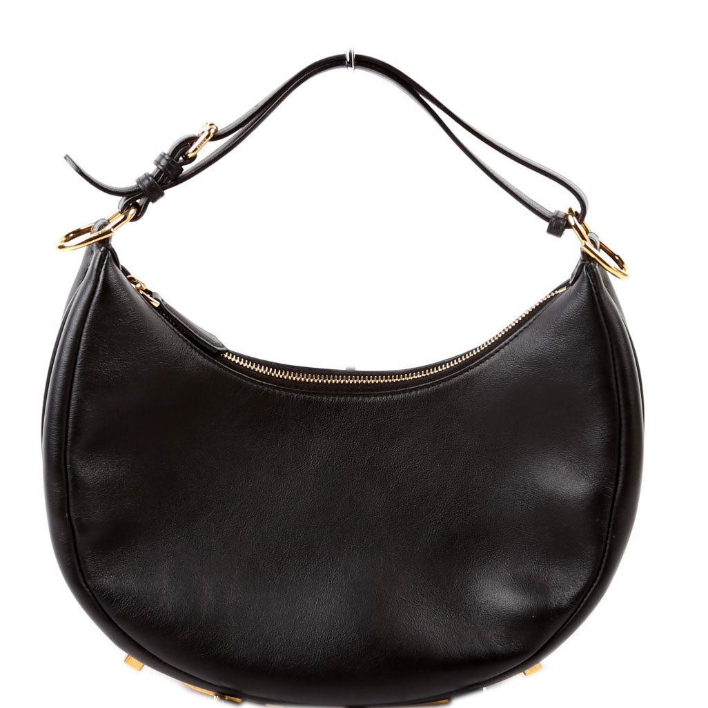 Fendi 8BR798graphy Small Leather Hobo Black Bag