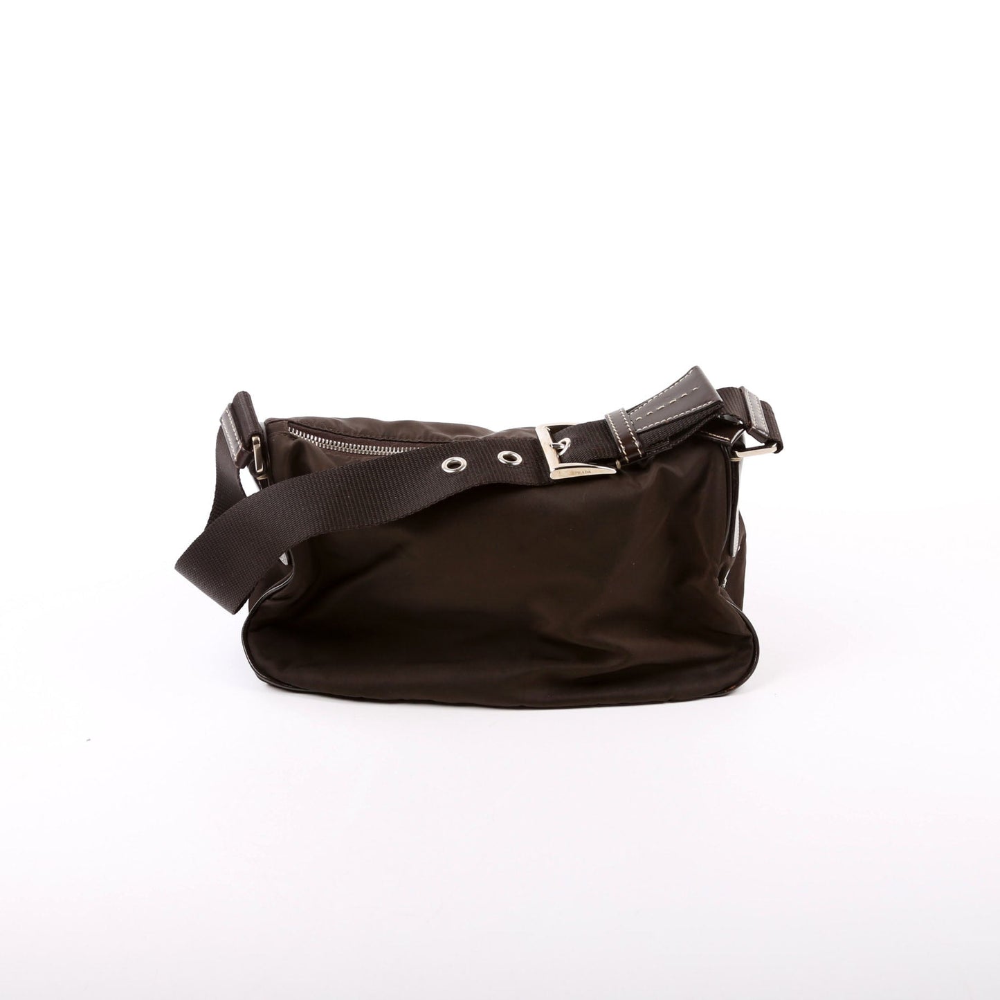 Prada Nylon Double Pocket Shoulder Vintage Brown Bag