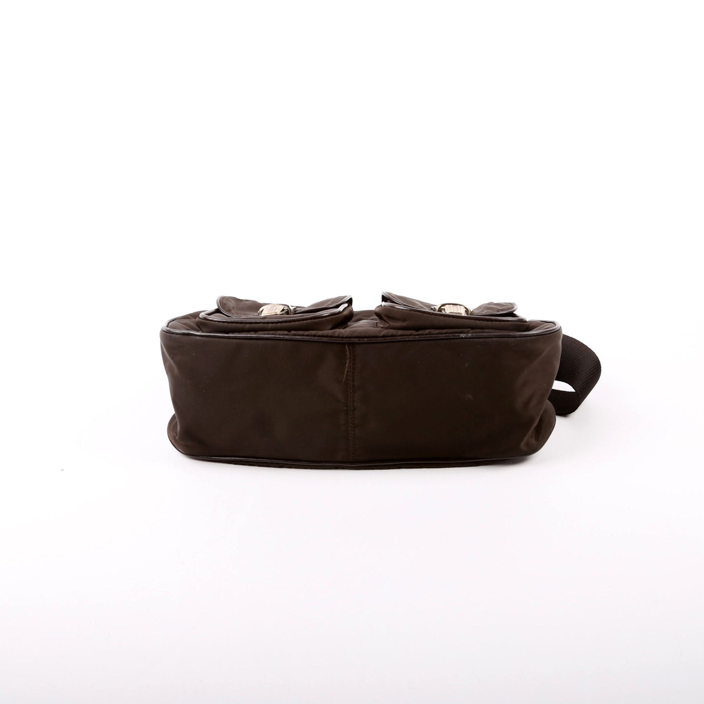 Prada Nylon Double Pocket Shoulder Vintage Brown Bag