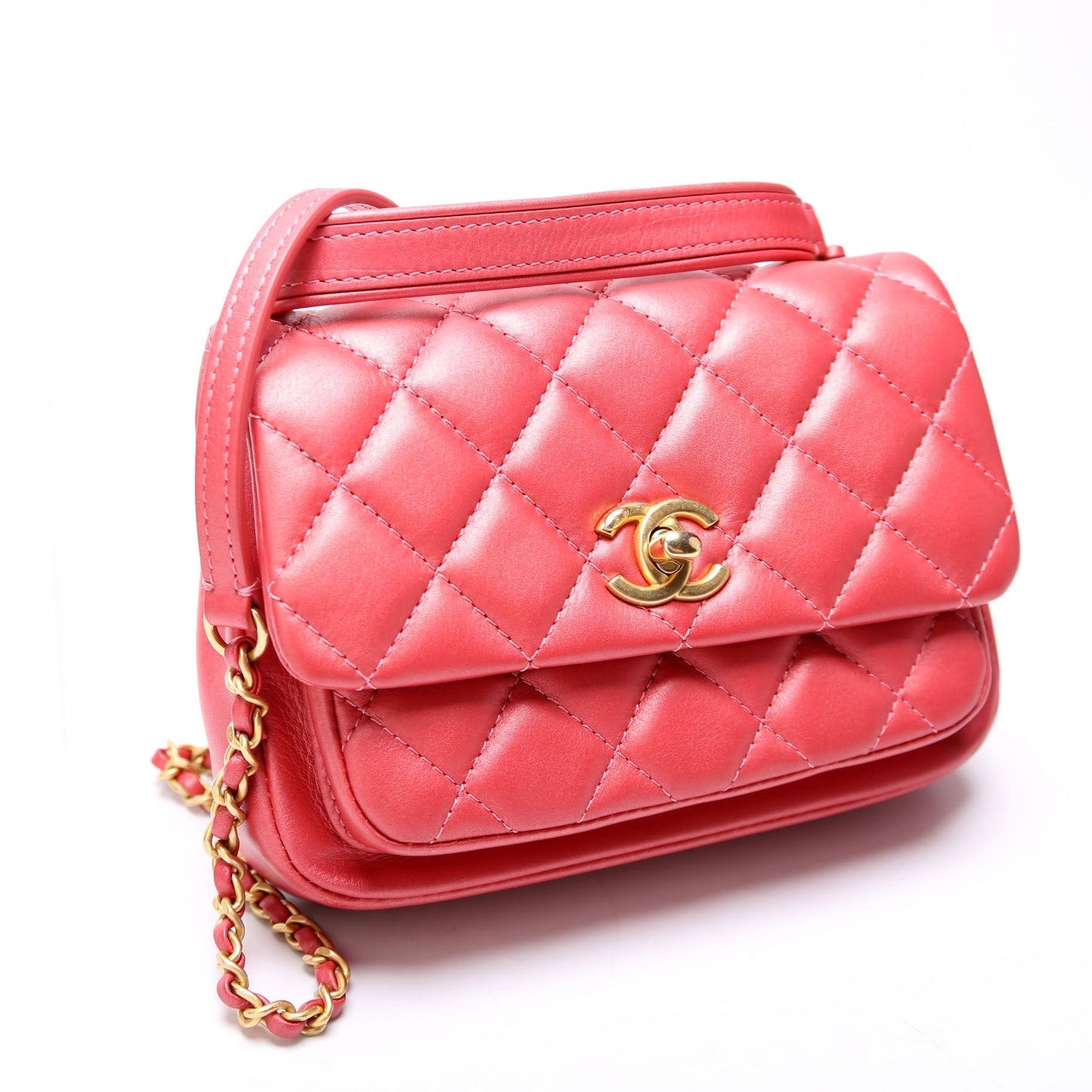 Chanel Quilted Calfskin Top Handle Metallic 29M Red Bag