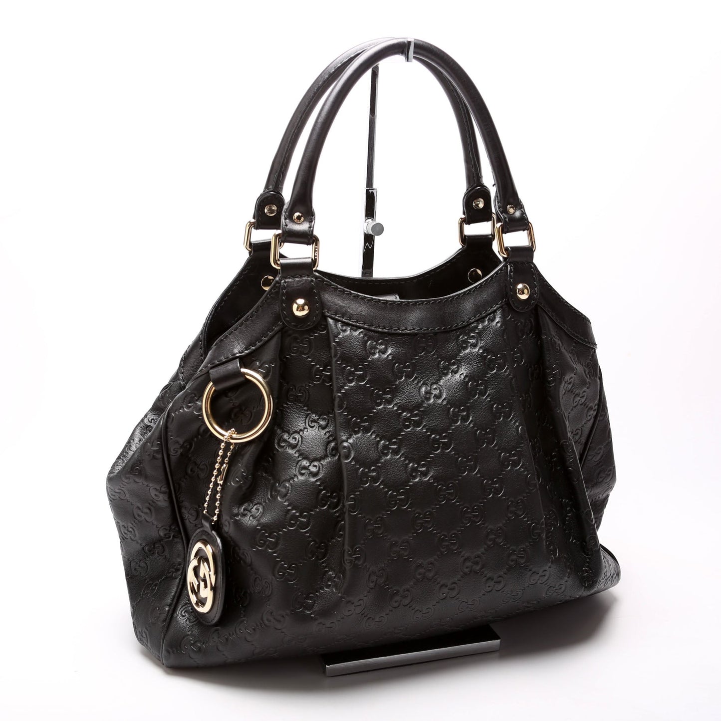 Gucci 211944 Sukey GG Leather Medium Black Bag