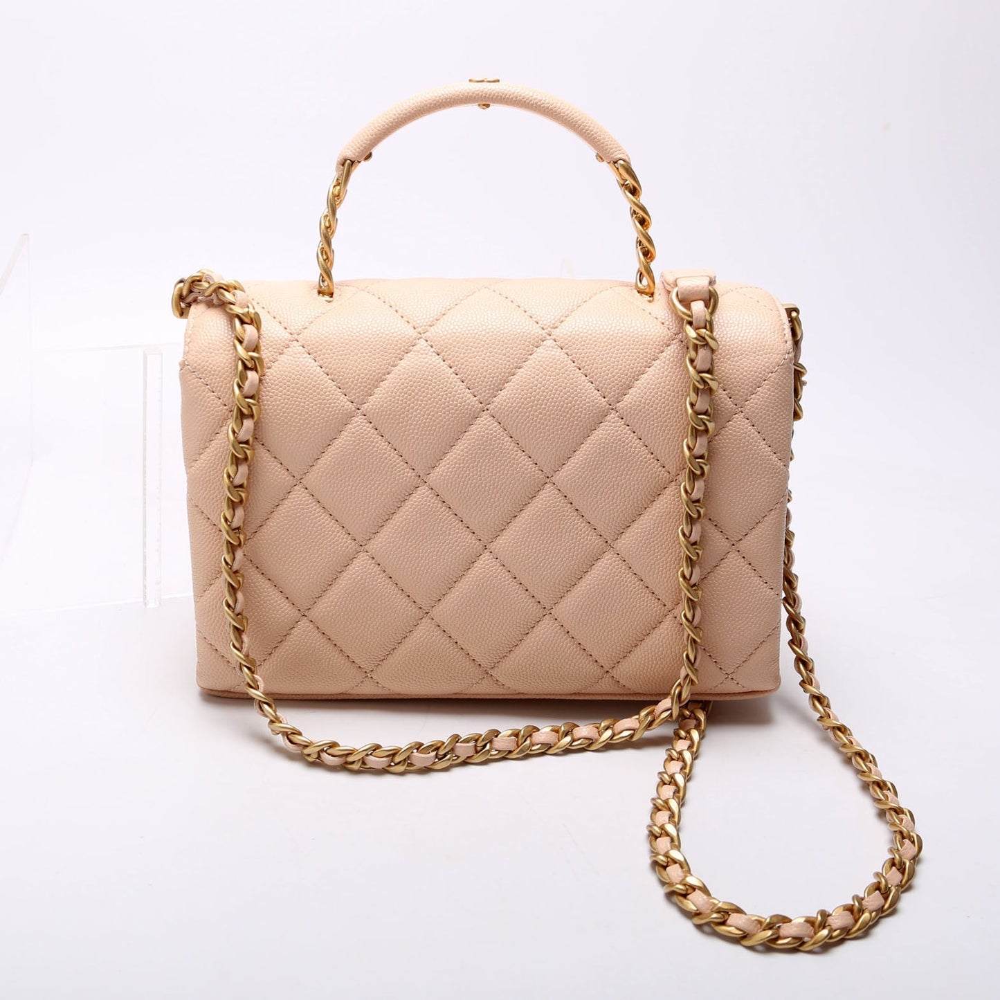 Chanel Carry Me Top Handle Caviar Small RFID Peach Bag