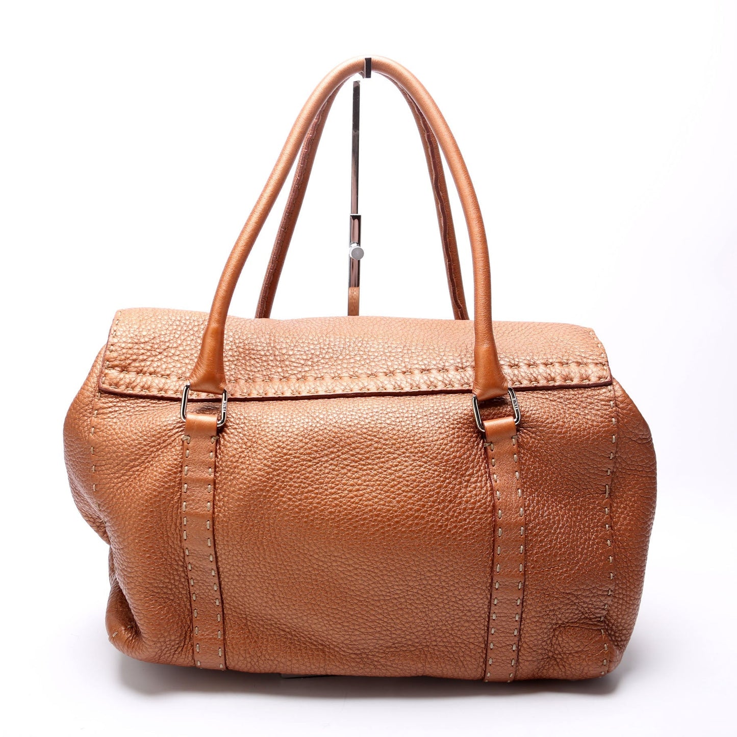 Fendi 8BR487 Linda Selleria Leather Medium Brown Bag