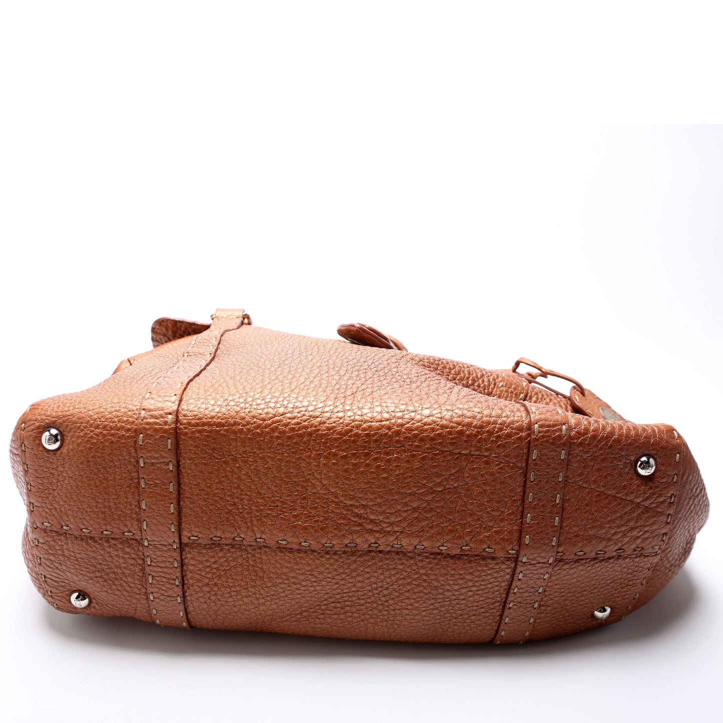 Fendi 8BR487 Linda Selleria Leather Medium Brown Bag