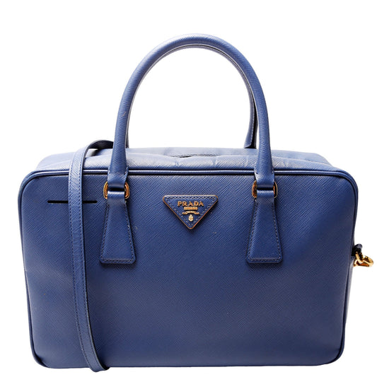 Prada Saffiano Lux Bauletto Blue Bag
