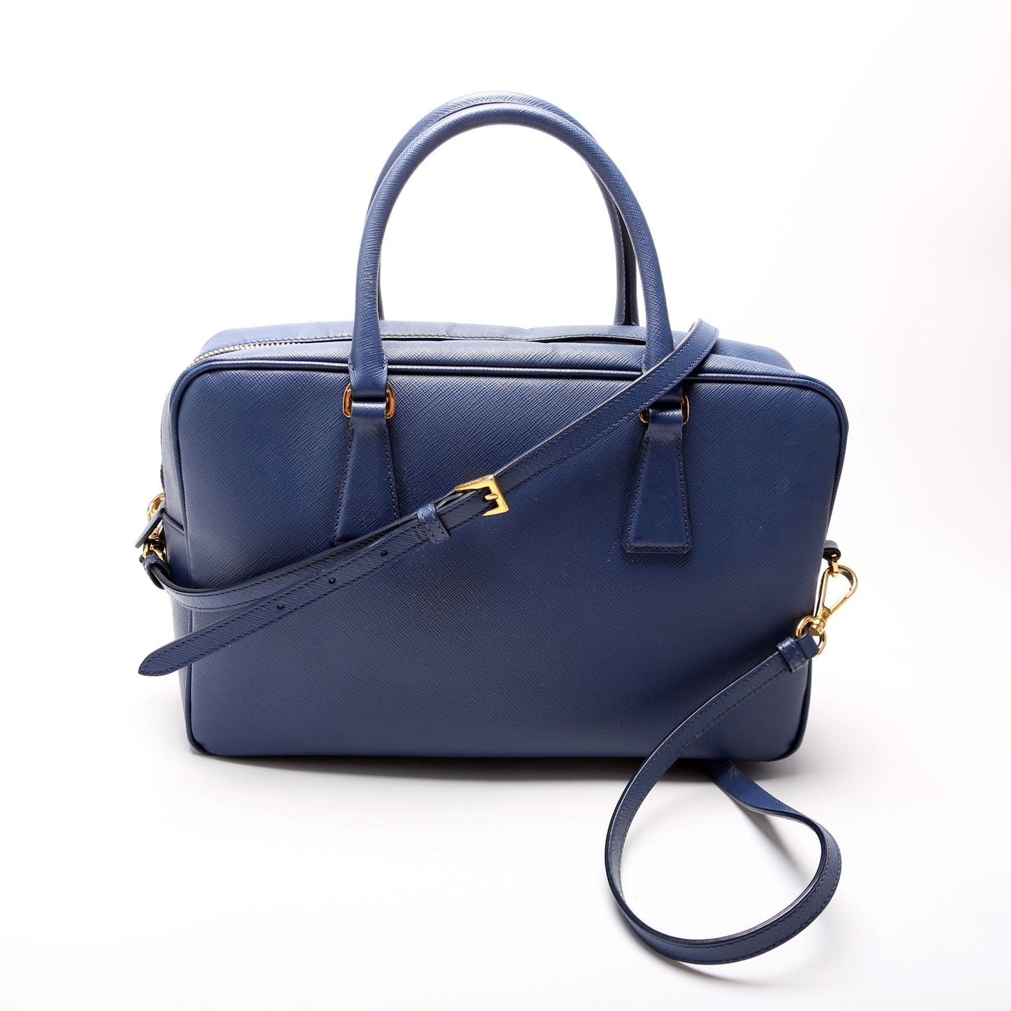 Prada Saffiano Lux Bauletto Blue Bag