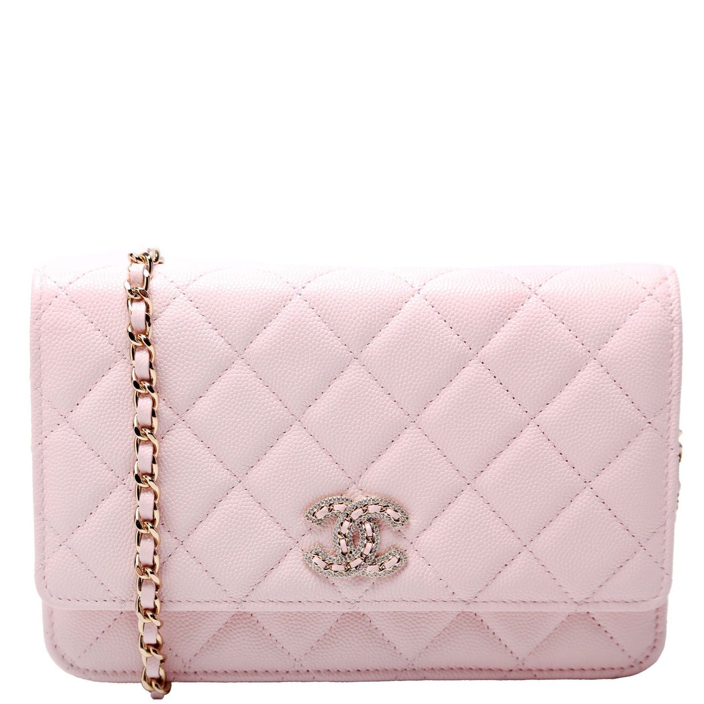 Chanel Wallet On Chain Crystal CC Quilted Caviar RFID Bag