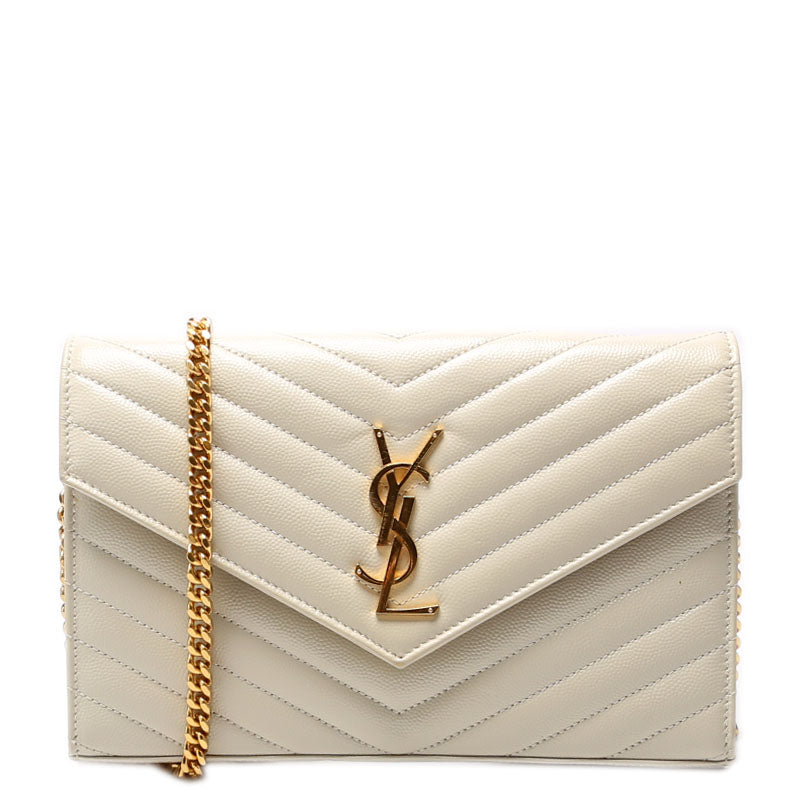 Saint Laurent Grain De Chain Wallet Cream Bag