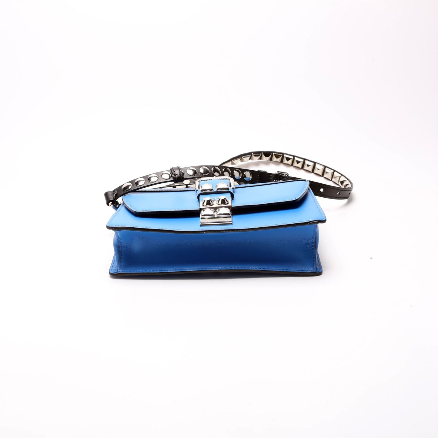 Prada City Studded Crossbody Calfskin Blue Bag