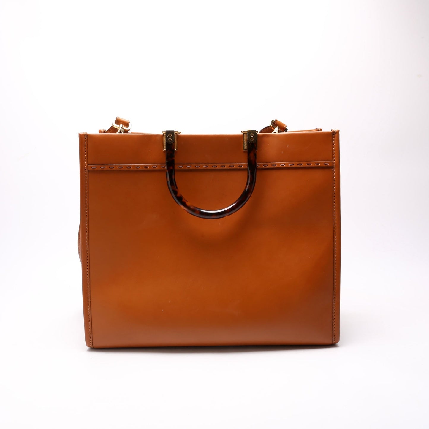 Fendi 8BH386 Sunshine Shopper Medium Leather Brown Bag