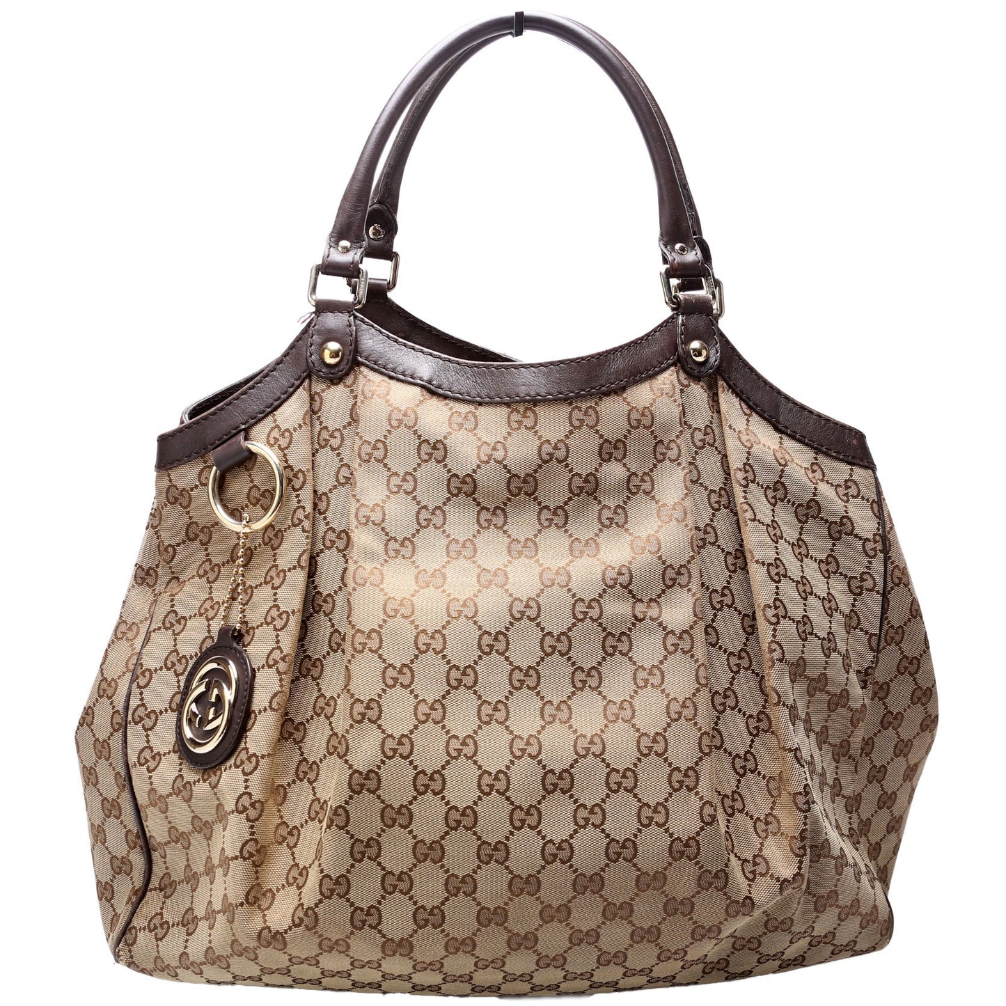 Gucci 211943 Sukey GG Canvas Large Brown Bag