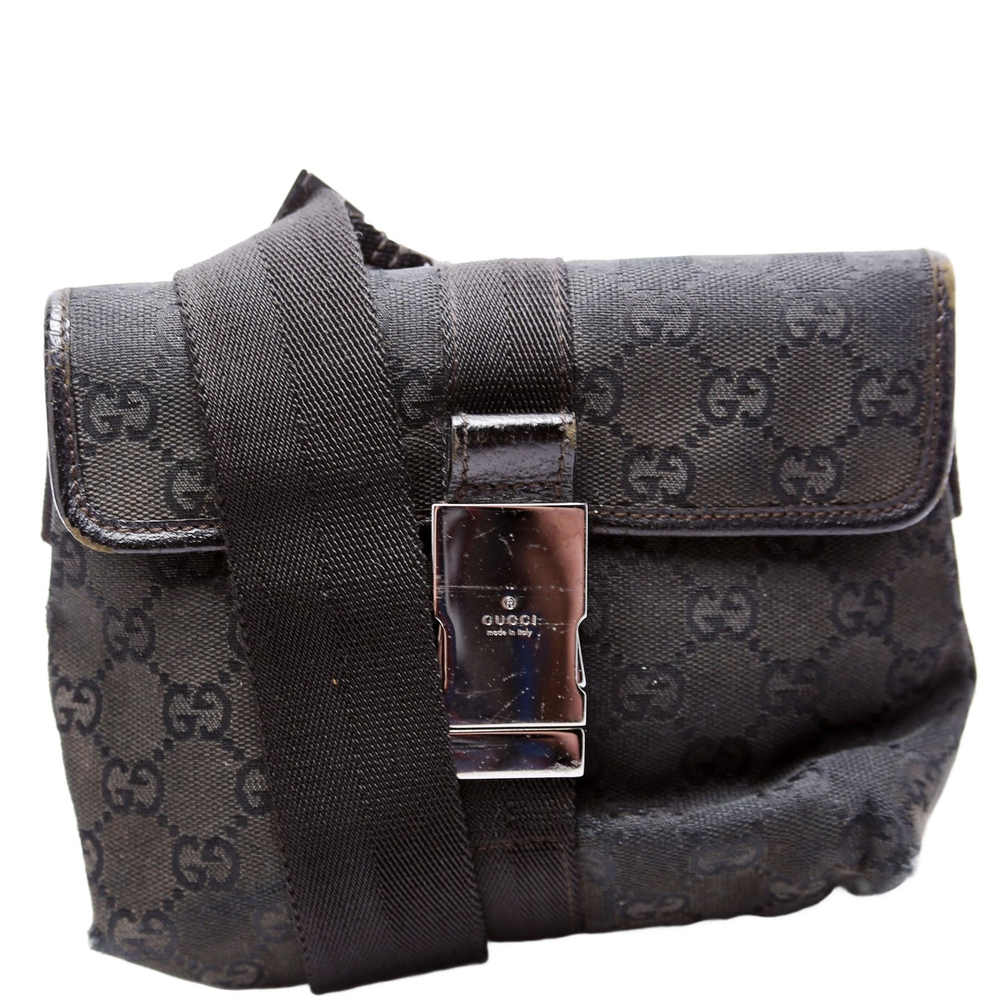 Gucci 449174 GG Canvas Belt Black Bag