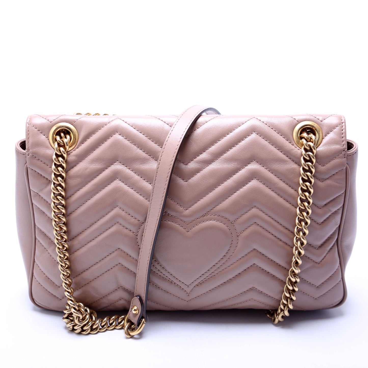 Gucci 443496 Marmont Leather Shoulder Medium Nude Bag