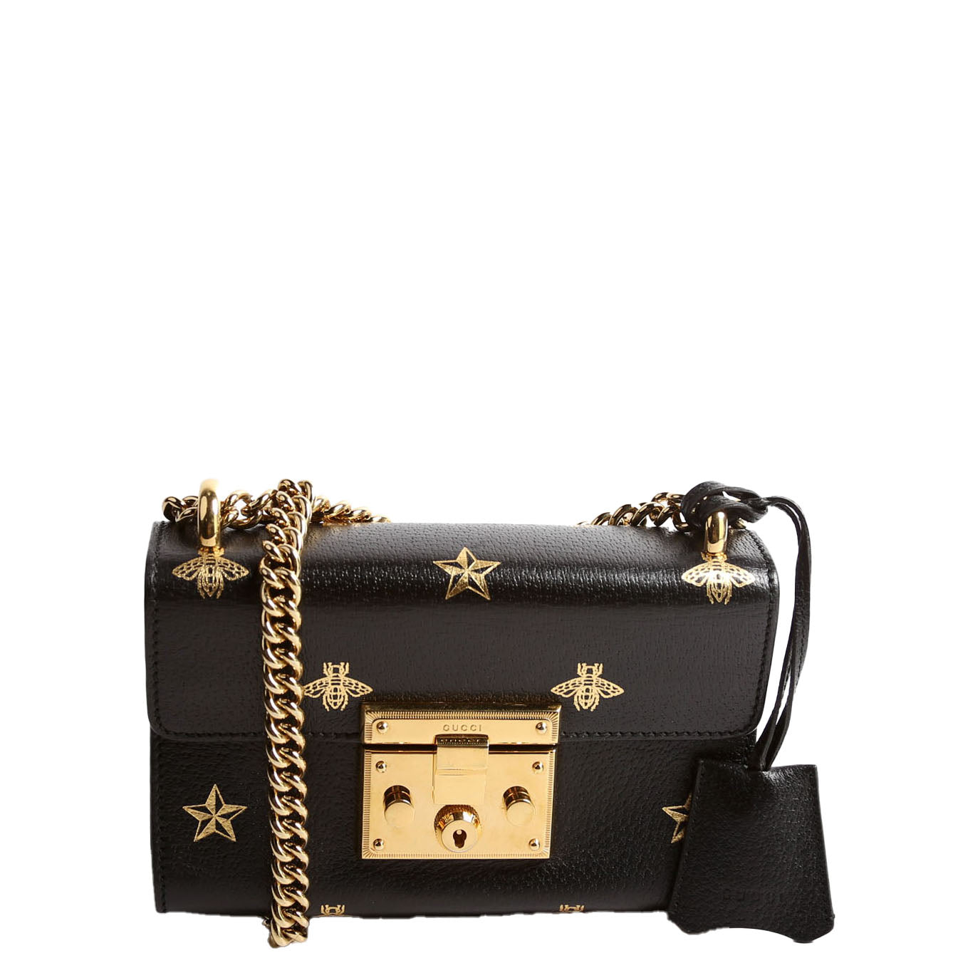 Gucci 432182 Padlock Bee Star Leather Small Bag
