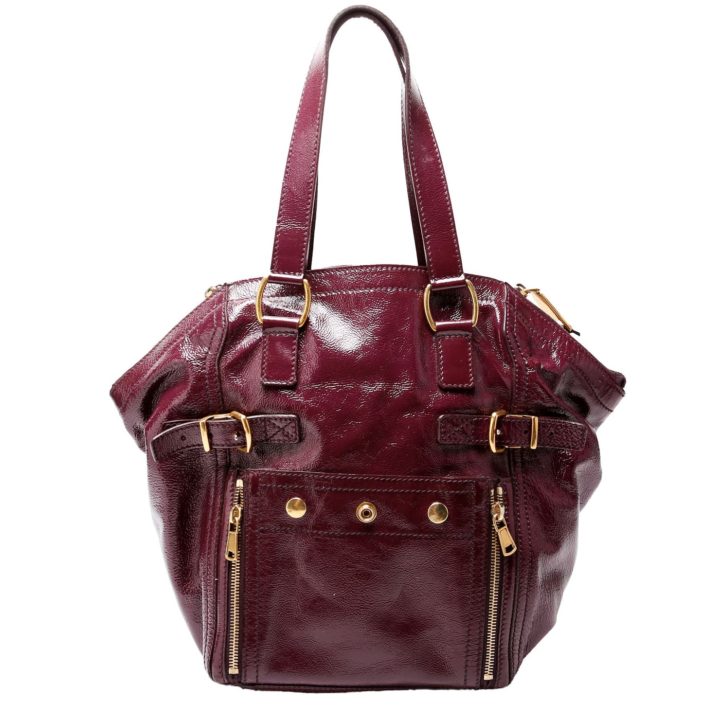 Saint Laurent 202649 Downtown Patent Leather Tote Purple Bag
