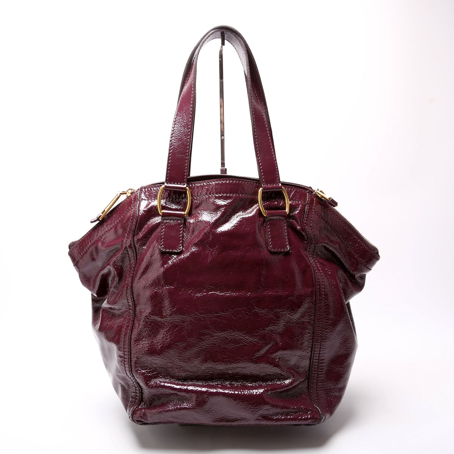 Saint Laurent 202649 Downtown Patent Leather Tote Purple Bag