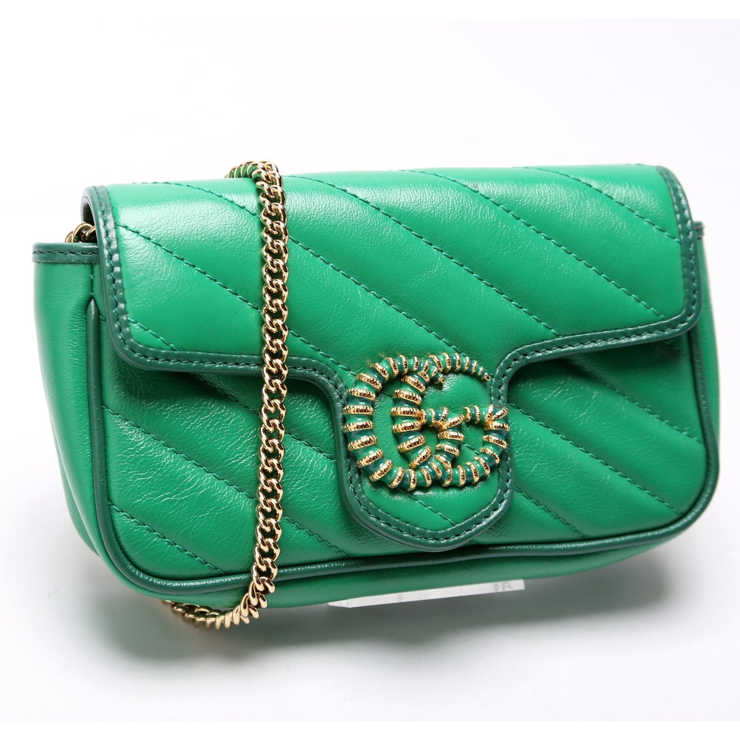 Gucci 574969 Super Mini Flap Torchon Green Bag