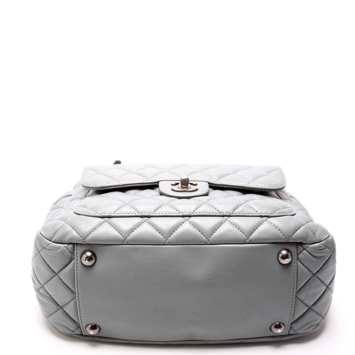 Chanel Front Pocket Flap Hobo Quilted Lambskin 20M Grey Bag
