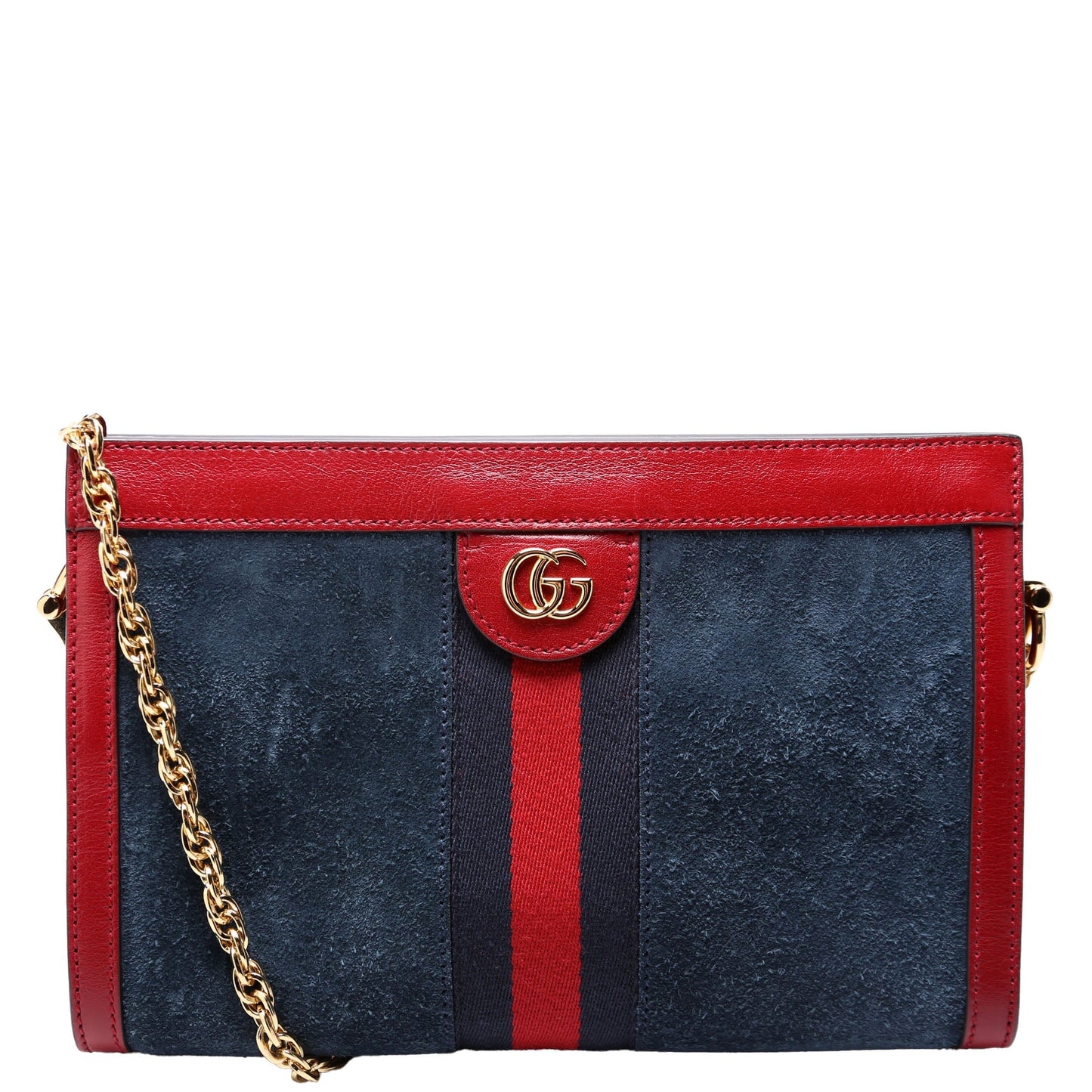 Gucci 503877 Ophidia Suede Shoulder Small Navy/Red Bag