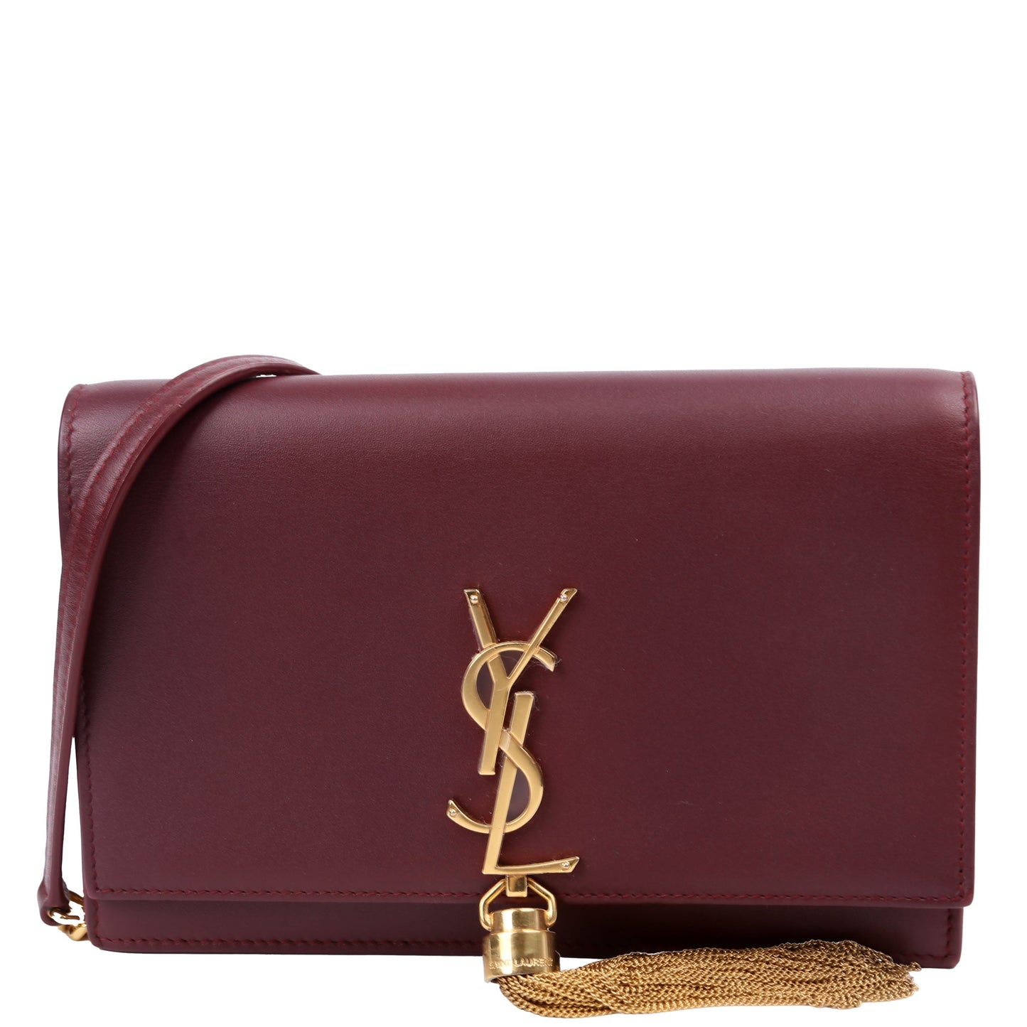 Saint Laurent Kate Tassel Chain Wallet Maroon Bag