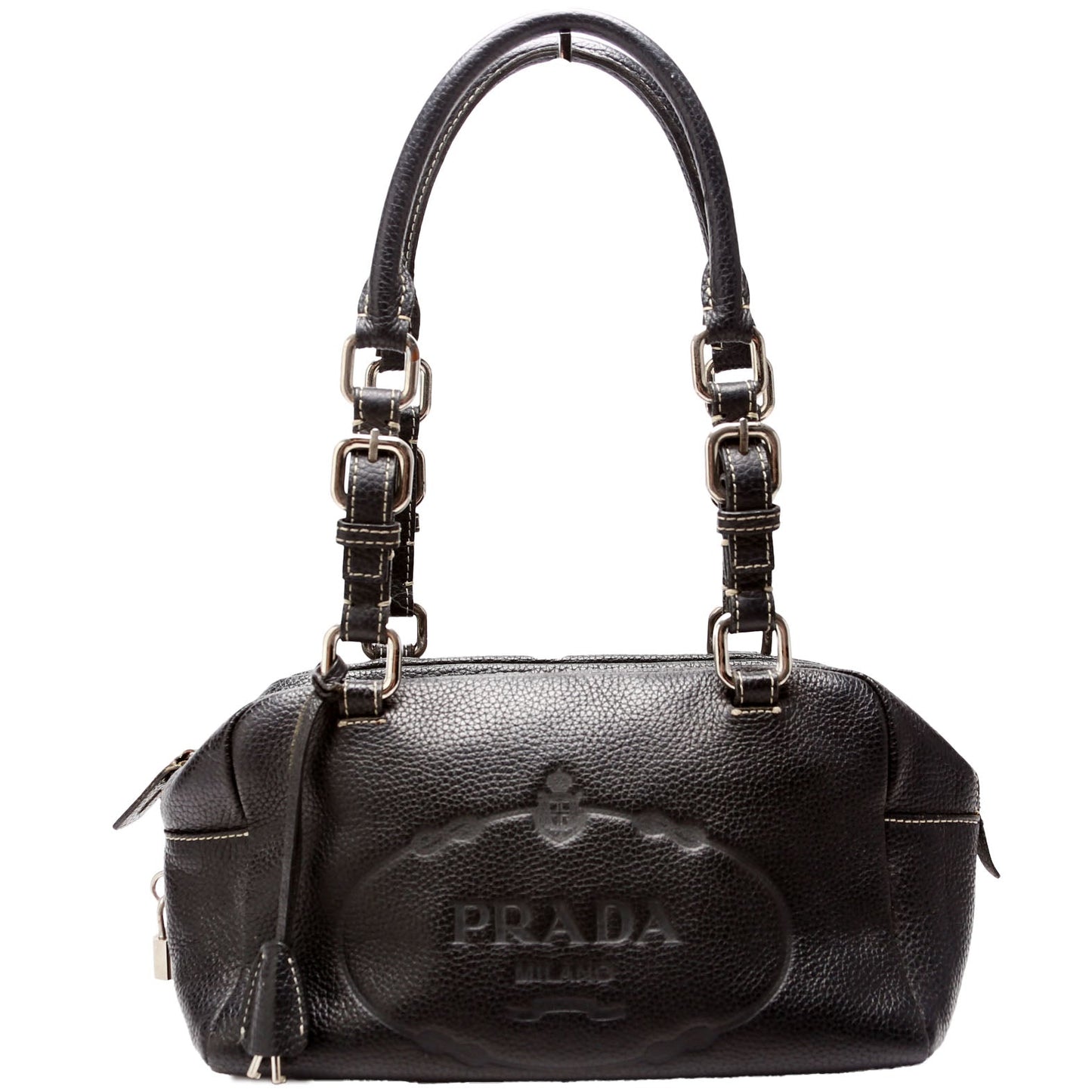 Prada Leather Bowling Shoulder Black Bag