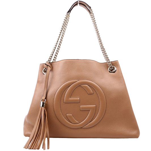 Gucci 536196 Soho Chain Tote Newer Beige Bag