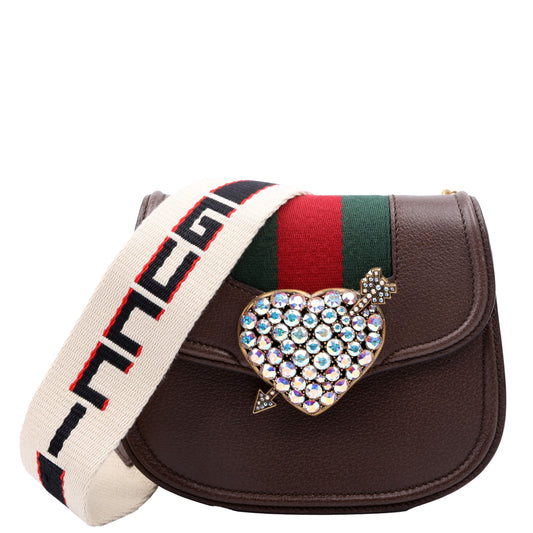 Gucci 500756 Jeweled Heart Totem Brown Bag
