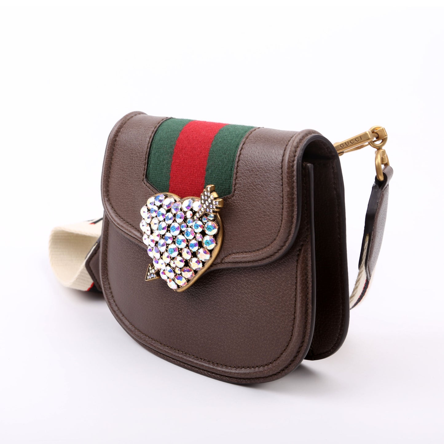 Gucci 500756 Jeweled Heart Totem Brown Bag