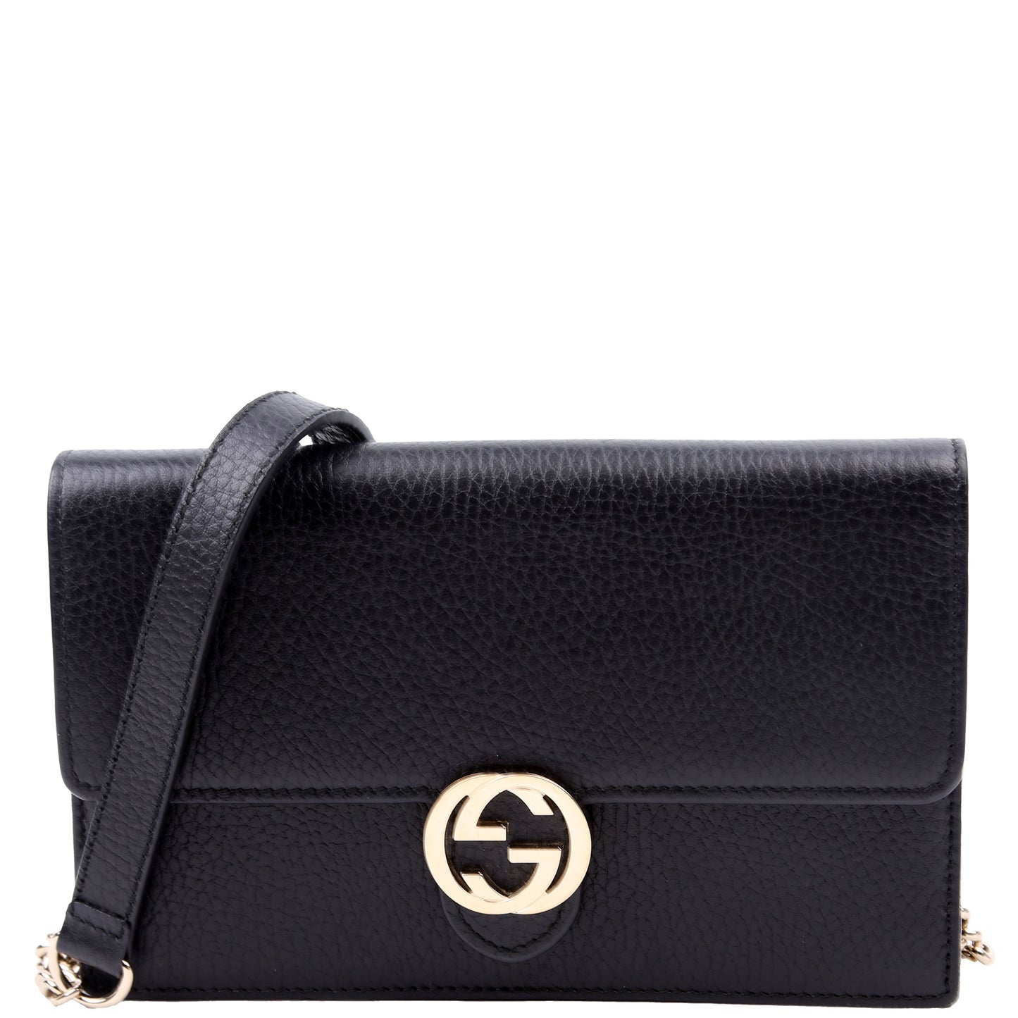 Gucci 510314 Interlocking G Chain Wallet Black Bag