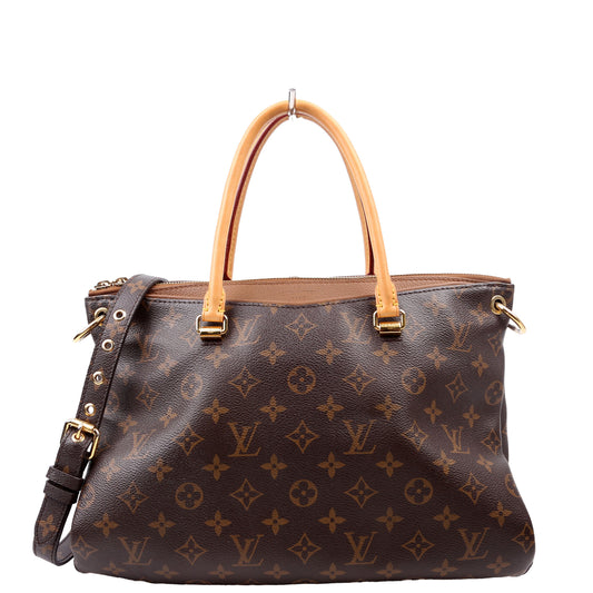 Louis Vuitton Pallas Tote Monogram Canvas Side Brown