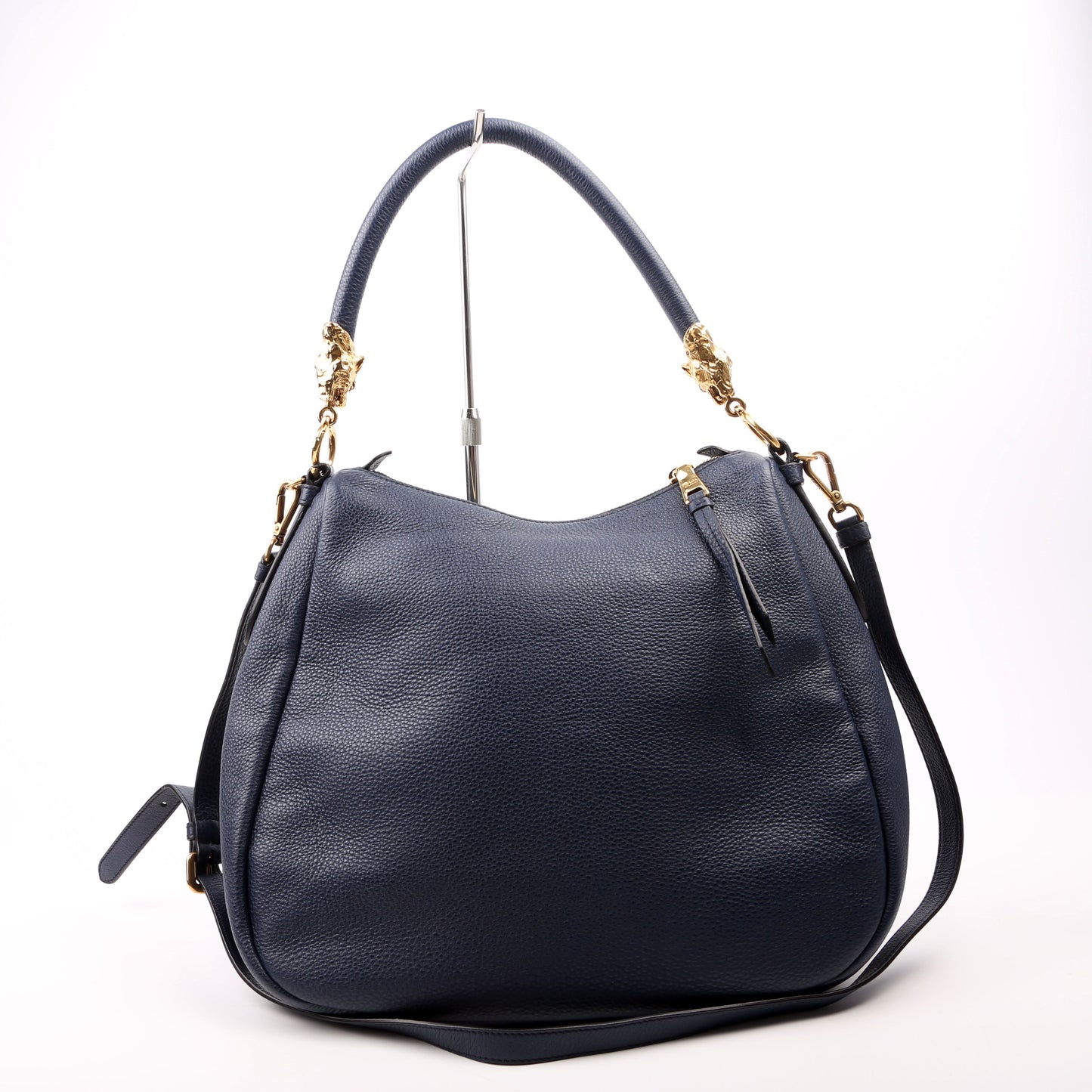 Prada Vitello Phenix Hobo Navy Bag