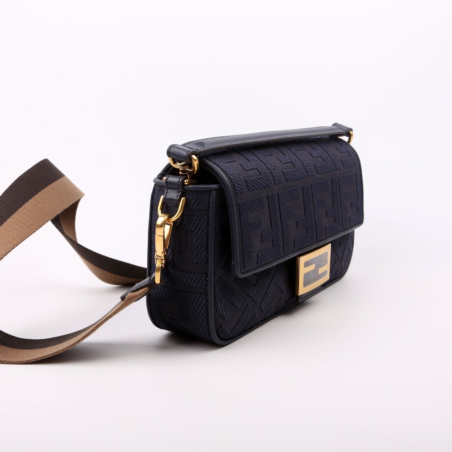 Fendi FF Jacquarduette Navy Bag