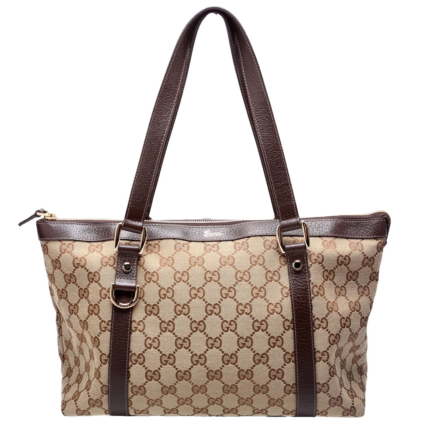 Gucci 141470 GG Canvas Abbey Tote Beige/Brown Bag