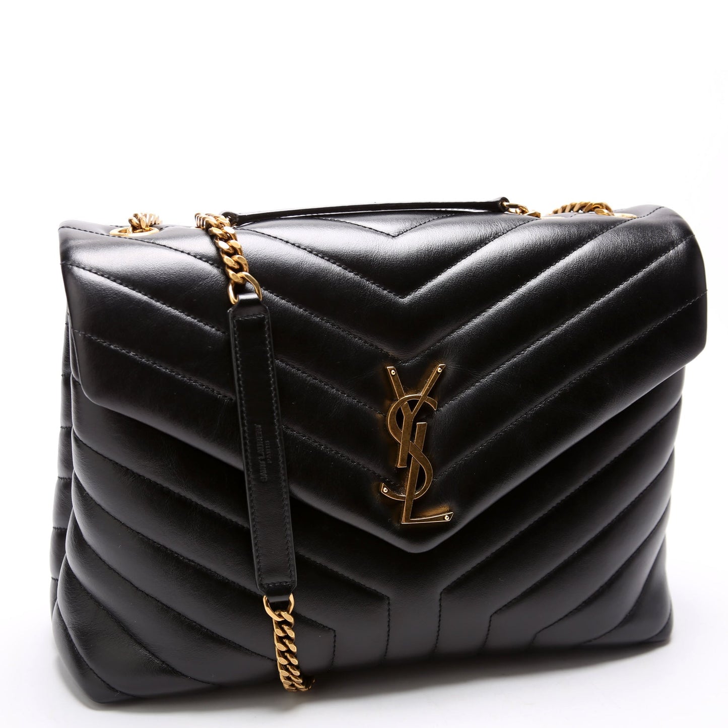 Saint Laurent Loulou Medium Quilted Black/Gold Bag
