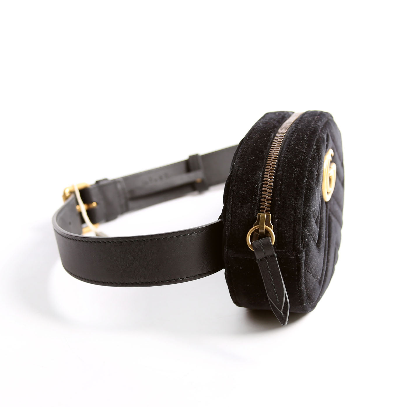 Gucci 476434 Marmont Velvet Belt Black Bag